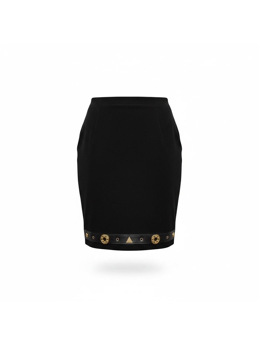 Vintage Cache Black Gold Hardware Pencil Skirt